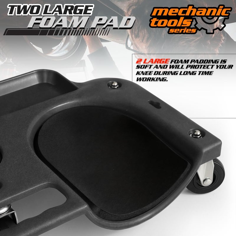 M-AUTO Rolling Knee Creeper Durable Knee Pads with Full 360 Degree Turn Casters and Tool Tray, Garage Kneeling Pads on Swivel Castors for Home Workshop Auto Repairing Maintaining, Black - Image 5